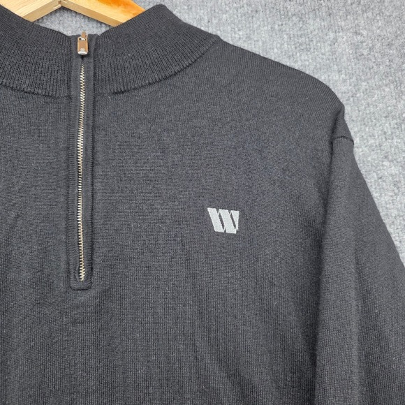 Peter Millar Mens Merino Wool Lyocell Quarter Zip Sweater Black ME0S01 Size L - Picture 2 of 9